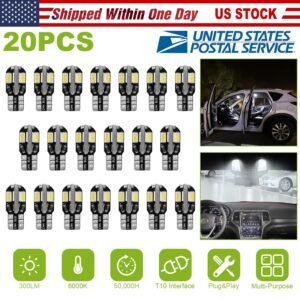 20Pcs T10 SMD5730 LED Light Bulbs 6000K Wedge Light Lamps Dome Map License Plate Car Interior Festoon Lights Kits - Image 2