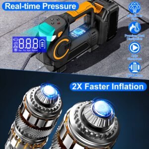 140W 150PSI 21V Battery Powered Tire Inflator Cordless Air Pump  Digital Air Compressor with LED Light for Cars Motorcycles Bicycles Balls - Image 7