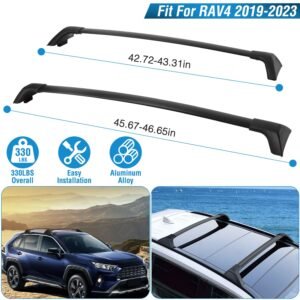 Car Roof Rack Cross Bars Aluminum Alloy Cargo Carrier Rooftop Crossbars Fit for Toyota RAV4 2019-2024 with Side Rails for Cargo Carrier Bag Kayak Bike - Image 2