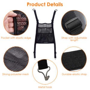 Car Mesh Organizer 3 Layer Seat Back Net Pocket Bag Cargo Elastic Tissue Purse Holder Driver Storage Netting Pouch Barrier of Backseat for Kids Pets - Image 6