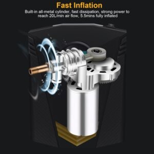 Tire Inflator 12V DC 100W 150PSI Digital Tire Pump w/LCD Display Electric Air Compressor Pump 20L/Min Air Flow - Image 10