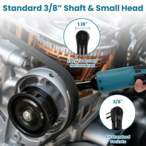 3/8? Cordless Electric Ratchet Wrench Set Right Angle Wrench with 2Pcs 1200mAh Batteries and Charger 7 Sockets 400RPM - Image 14