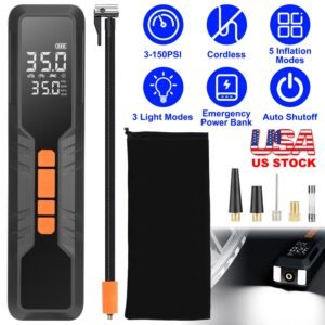 150PSI Portable Tire Inflator Cordless Digital Air Compressor Compact Air Pump with 5 Inflation Modes 3 Light Modes Emergency Power Bank - Image 5