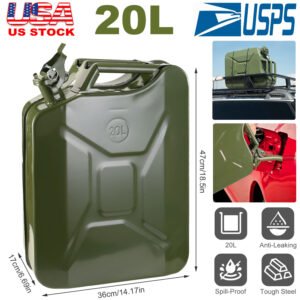 20L Gas Can 5 Gallon Spill Proof Gasoline Fuel Jerry Can Heavy Duty Steel - Image 2