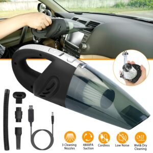 Car Handheld Vacuum Cleaner Cordless Rechargeable Hand Vacuum Portable Strong Suction Vacuum w/ Hose Nuzzle Brush For Dust Pet Hair - Image 7