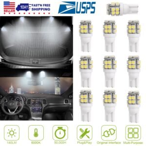 10Pcs 12V T10 LED Light Bulb Wedge Base Interior Dome Map LED Lights License Plate Trunk Side Positioning Lights 6000K White - Image 4