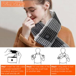 Electric Heated Scarf USB Heating Neck Wrap Unisex Winter Heated Neck Shawl Soft Warm Scarves w/ 3 Heating Modes - Image 8