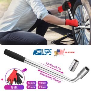 Telescoping Lug Wrench Extendable Tire Wheel Nut Wrench with CR-V Sockets 17mm/19mm/21mm/23mm Free Work Gloves - Image 5