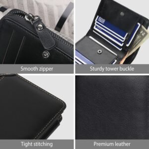 Men?s Leather Wallet ID Card Holder Purse Trifold Clutch Money Zipper with ID Window
14 Credit Card 1 ID Card - Image 7