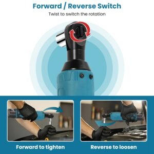 3/8? Cordless Electric Ratchet Wrench Set Right Angle Wrench with 2Pcs 1200mAh Batteries and Charger 7 Sockets 400RPM - Image 11