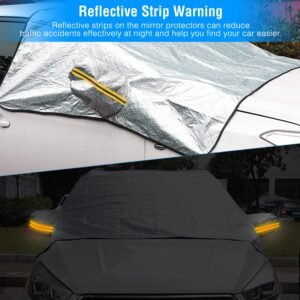 Car Windshield Snow Cover Windproof Magnetic Car Windscreen Cover Frost Ice Protection with Side?Mirror Protector 5 Magnets for Most Vehicles - Image 8