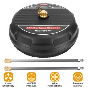 15in High Pressure Flat Surface Cleaner 4000PSI Disc Power Washer Broom w/ 2 Washer Extension Wands 2 x Replacement Nozzles - Image 14