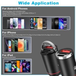 2Pcs 100W USB Type-C Car Charger QC4.0 PD3.0 USB Fast Charging Adapter Dual Port Car Cigarette Lighter Compatible with iPhone14/13/12 IPad Samsung - Image 8