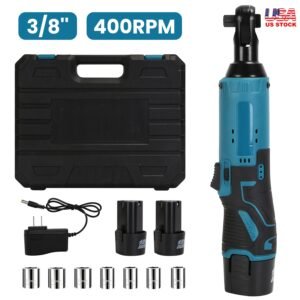 3/8? Cordless Electric Ratchet Wrench Set Right Angle Wrench with 2Pcs 1200mAh Batteries and Charger 7 Sockets 400RPM - Image 8