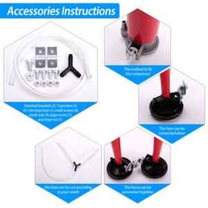 Air Horn Dual Trumpet 12V 115DB Loud Boat Motorcycle Truck Air Horn Compressor Kit - Image 10