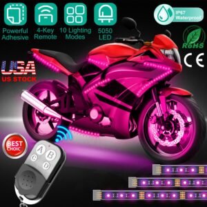 6Pcs Motorcycle LED Light Strips Multi-Color Neon Light Kits Waterproof DC 12V RGB Atmosphere Lights W/ Remote Controller Fit For Motorcycle Car SUV A - Image 5