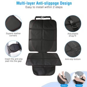 2 Packs Car Seat Protector Cushion Mat Pad with Thick Padding Protector for Child Baby Car Seat Mesh Pockets Non-slip - Image 9