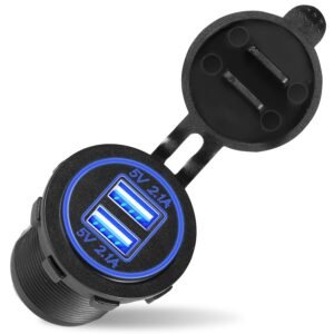 1Pc 2 USB Charger 12-24V Car Cigarette Lighter Socket Splitter Dual USB 2.1A Outlet Car Charger IP65 waterproof for Car Boat Marine Mobile - Image 8