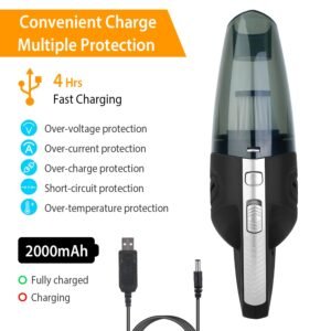 Car Handheld Vacuum Cleaner Cordless Rechargeable Hand Vacuum Portable Strong Suction Vacuum w/ Hose Nuzzle Brush For Dust Pet Hair - Image 11