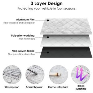 55.9x36.6x0.1in Car Windshield Snow Cover Windshield Protector against Ice Sun Fit for Small Mid SUVs with Anti-theft Flaps - Image 2