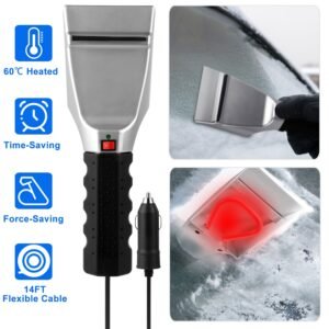 12V Car Electric Heated Ice Snow Scraper Window Ice Remover w/Squeegee 14FT Cable - Image 13