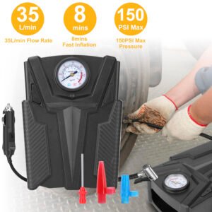 Car Tire Air Pump Portable Air Compressor Pump DC 12V Car Tire Inflator Pump For Bicycle Motorcycle w/ Pointer - Image 4