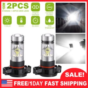2PCS 1100LM 100W 5202 H16 LED Fog DRL Light Bulb IP68 Waterproof 20 2835 LEDs 360? Beam Angle 6000K White - Image 2