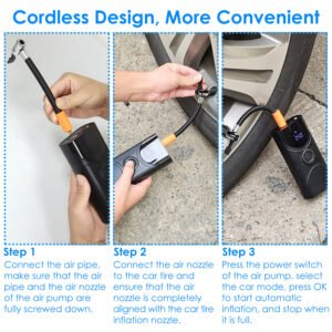 Car Tire Inflator Pump Portable Car Air Compressor 6000mAh Wireless Electric Air Pump 150 PSI with LED Light - Image 14