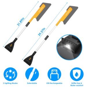 3 In 1 Car Snow Removal Shovel with Lights Car Snow Removal Tool Telescopic Windshield Ice Scraper Snow Brush Shovel - Image 7