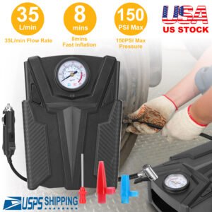 Car Tire Air Pump Portable Air Compressor Pump DC 12V Car Tire Inflator Pump For Bicycle Motorcycle w/ Pointer - Image 6