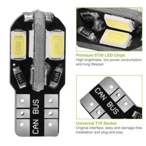 20Pcs T10 SMD5730 LED Light Bulbs 6000K Wedge Light Lamps Dome Map License Plate Car Interior Festoon Lights Kits - Image 10