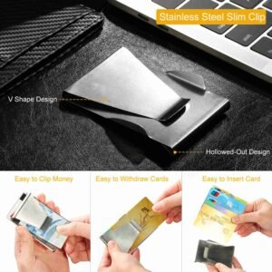 Slim Clip Double Sided Money Clip Credit Card Holder Wallet Stainless Steel - Image 7