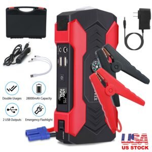 Car Jump Starter Booster 800A Peak 28000mAh 12V Battery Charger (Up to 6.0L Gas or 3.0L Diesel Engine) w/ LCD Screen 4 Modes LED Flashlight - Image 14