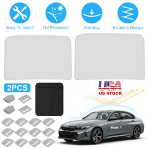 UV Protection Sunshade Roof Fit For Tesla Model Y Sunroof Window Installation Heat Blocking Anti-Sag Sunroof Shade Foldable Portable UV Reflector Fit - Image 5