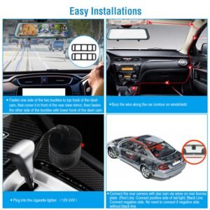 FHD 1080P Car DVR Dash Camera 9.66In Vehicle Driving Recorder w/ G Sensor Parking Monitoring Seamless Recording - Image 11