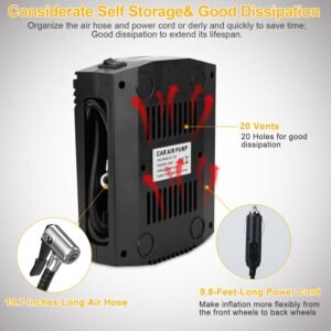 Tire Inflator 12V DC 100W 150PSI Digital Tire Pump w/LCD Display Electric Air Compressor Pump 20L/Min Air Flow - Image 9