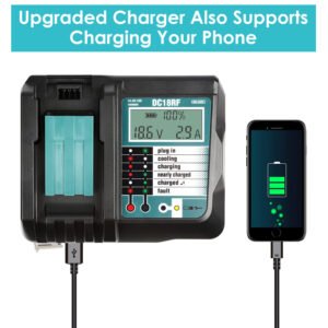 Rapid Charger Replacement Fit for Makita 14.4-18V Battery BL1860 BL1830 BL1850 with
LCD Display USB Port - Image 10