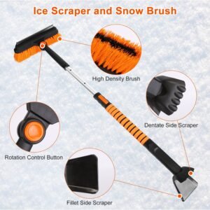 5 in 1 Detachable Snow Remover Kits Extendable Ice Scraper Snow Shovel 180? Adjustable Snow Brush Head for Car Windshield Roof - Image 11