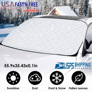 55.9x36.6x0.1in Car Windshield Snow Cover Windshield Protector against Ice Sun Fit for Small Mid SUVs with Anti-theft Flaps - Image 13