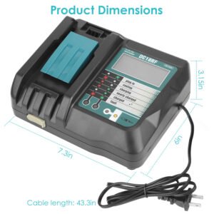 Rapid Charger Replacement Fit for Makita 14.4-18V Battery BL1860 BL1830 BL1850 with
LCD Display USB Port - Image 11