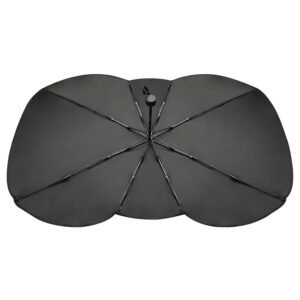 57x33In Foldable Car Sun Umbrella Universal Sun Blocker Shield Shade Silver Titanium Sun Protector with Carry Bag for Car Truck SUV - Image 3