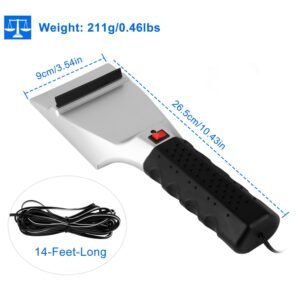 12V Car Electric Heated Ice Snow Scraper Window Ice Remover w/Squeegee 14FT Cable - Image 7