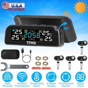 Wireless Solar Car Tire Pressure Monitoring System Auto Tire Pressure Monitor with Built-in Sensors Temperature Alarm for Car SUV Sedan RV - Image 6