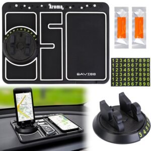 Non-slip Car Phone Mat 4 In1 Dashboard 360? Rotatable Phone Holder Pad with Aroma Parking Number Plate Glow In Dark - Image 6