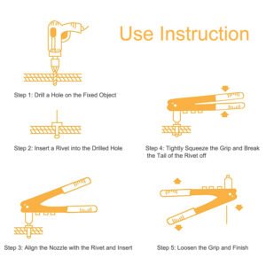 Hand Riveter Pop Rivet Gun 9.5inches Heavy Duty 4 Different Nozzles 1 Wrench Included Riveting Tool - Image 6
