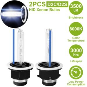 2PCS D2C/D2S HID Xenon Light Bulbs 35W 8000K 3500LM Headlight Replacement Bulbs - Image 6