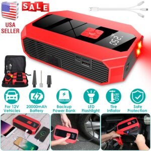 Portable Car Jump Starter Air Compressor 1500A 400PSI Car Battery Charger Jump Starter Power Bank LED Flashlight Digital Tire Inflator for 4.0L Gasoli - Image 5