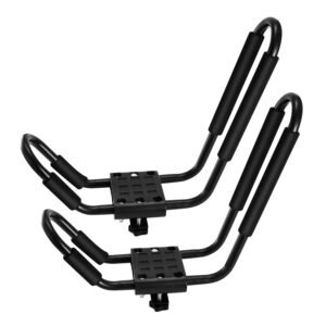 Title: 1 Pair Universal J-Bar Kayak Carrier 220LBS Load Heavy Duty Canoe Car Top Mount Carrier Roof Rack w/ 2Pcs Tie Down Straps - Image 5