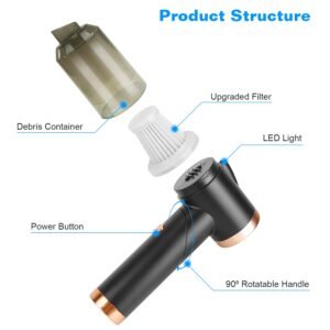 3 In 1 Cordless Handheld Vacuum Cleaner with Searchlight 120W 9000PA Portable Foldable Rechargeable Vacuum Car Home Duster with Brush Nozzle Long Nozz - Image 11