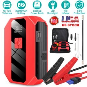 Portable Car Jump Starter Air Compressor 1500A 400PSI Car Battery Charger Jump Starter Power Bank LED Flashlight Digital Tire Inflator for 4.0L Gasoli - Image 3